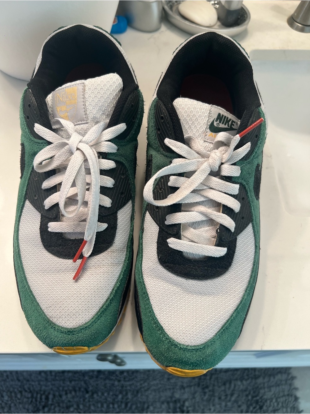 Nike Men’s Green, White & Black Suede-Trim Sneaker
